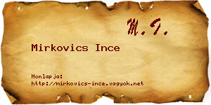 Mirkovics Ince névjegykártya